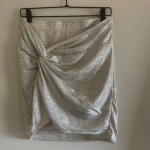 Glitzy Silver Twist Mini Skirt